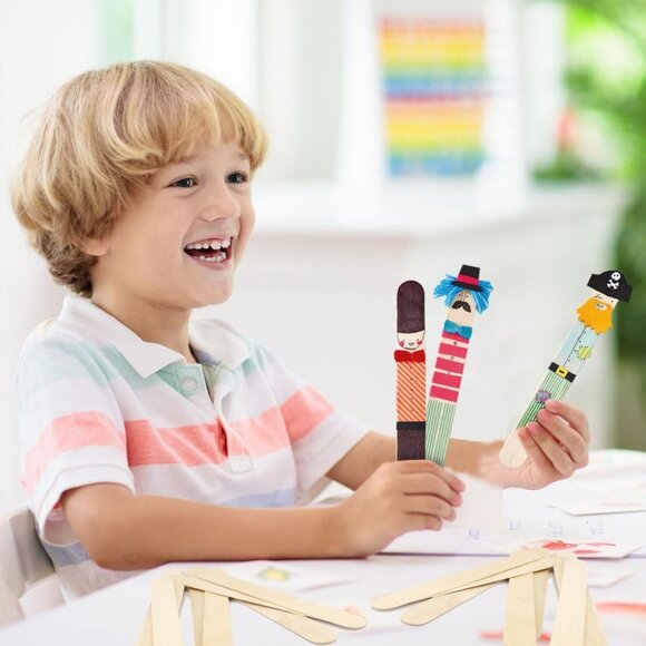 200 Count Jumbo Popsicle Sticks 6" Craft School Art Supplies Wooden Ice Cream - Picture 5 of 11